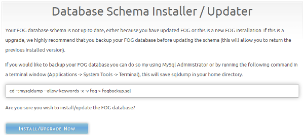 Fog Database Schema Installer / Updater