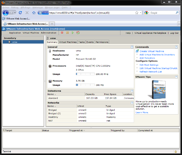 VMware Server 2.0.2 - Console Web Administration