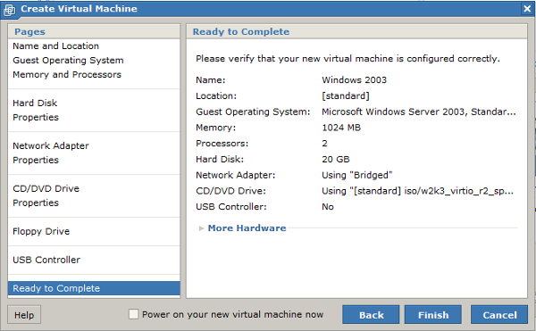 VMware Server 2.0.2 - Console Web VM Finish