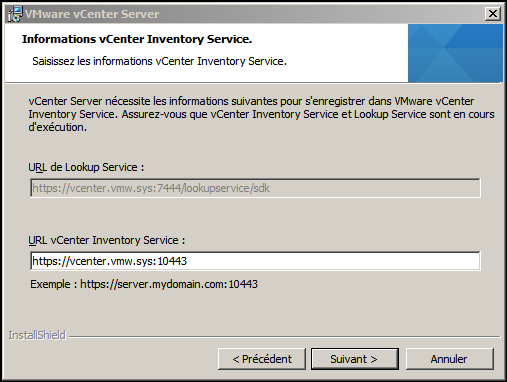 Informations vCenter Inventory Service
