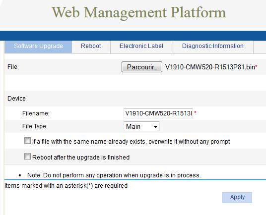 HP v1910 - Web Management Software Upgrade