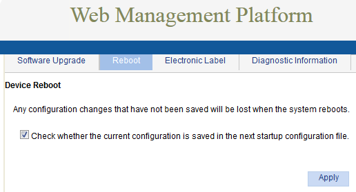 HP v1910 - Web Management Reboot