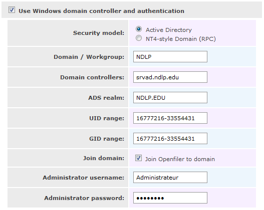 Openfiler Active Directory