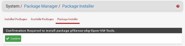 pfSense Package Manager Confirm