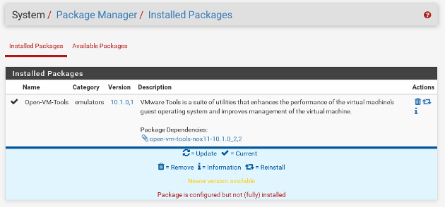 pfSense Installed Packages