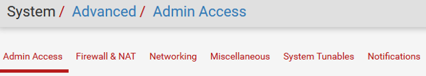 pfSense - Advanced - Admin Access