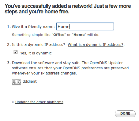 OpenDNS Dashboard - Network