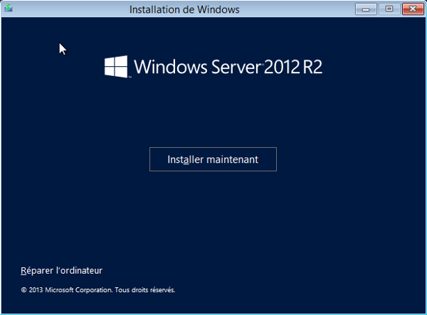 Windows Server 2012 R2 - Lancement de l'installation