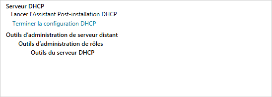 Fin de l'installation du rôle Serveur DHCP
