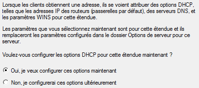 Options du serveur DHCP
