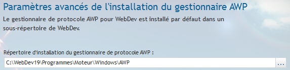 Installation de WebDev 19 - Gestionnaire AWP
