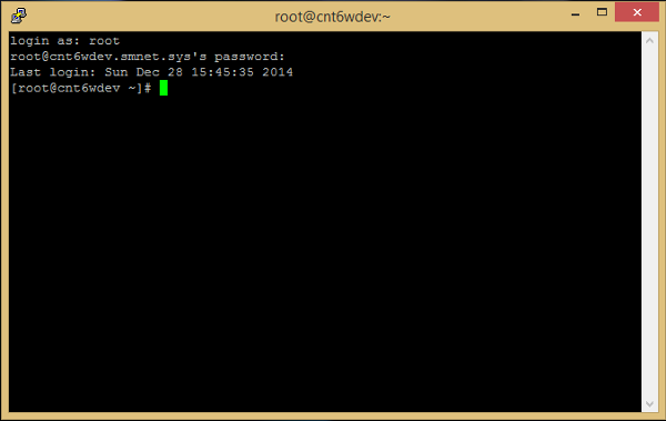 PuTTY root@cnt6wdev.smnet.sys